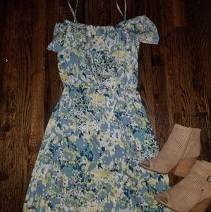 Blue and green dress